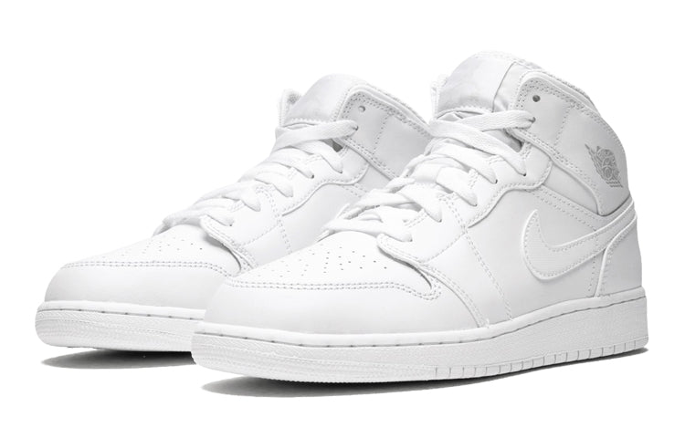 (GS) Air Jordan 1 Retro Mid 'Triple White' 554725-104