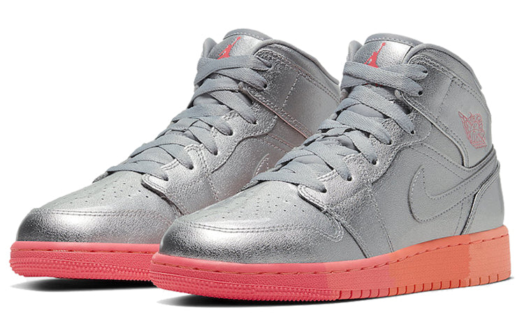 (GS) Air Jordan 1 Mid 'Metallic Silver Pink Crimson' 555112-006