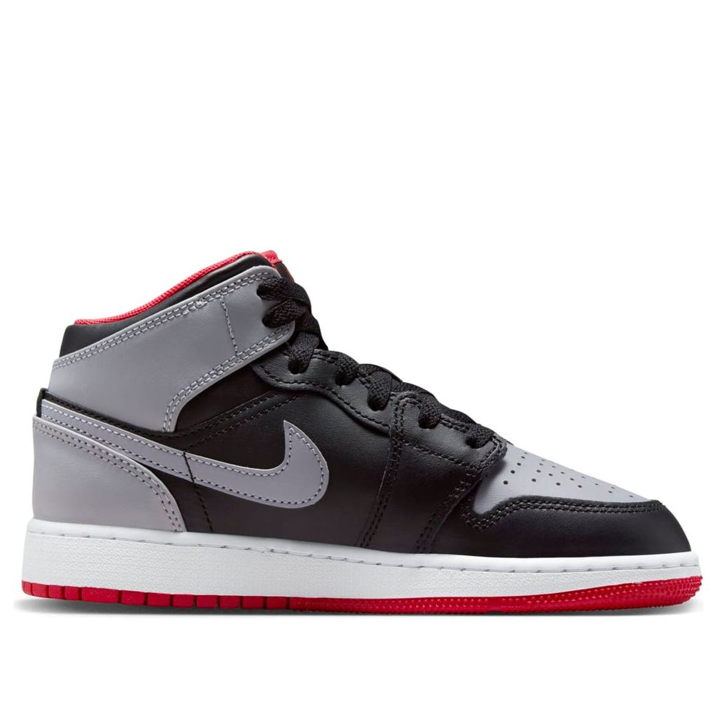 (GS) Air Jordan 1 Mid 'Black Grey Red' DQ8423-006