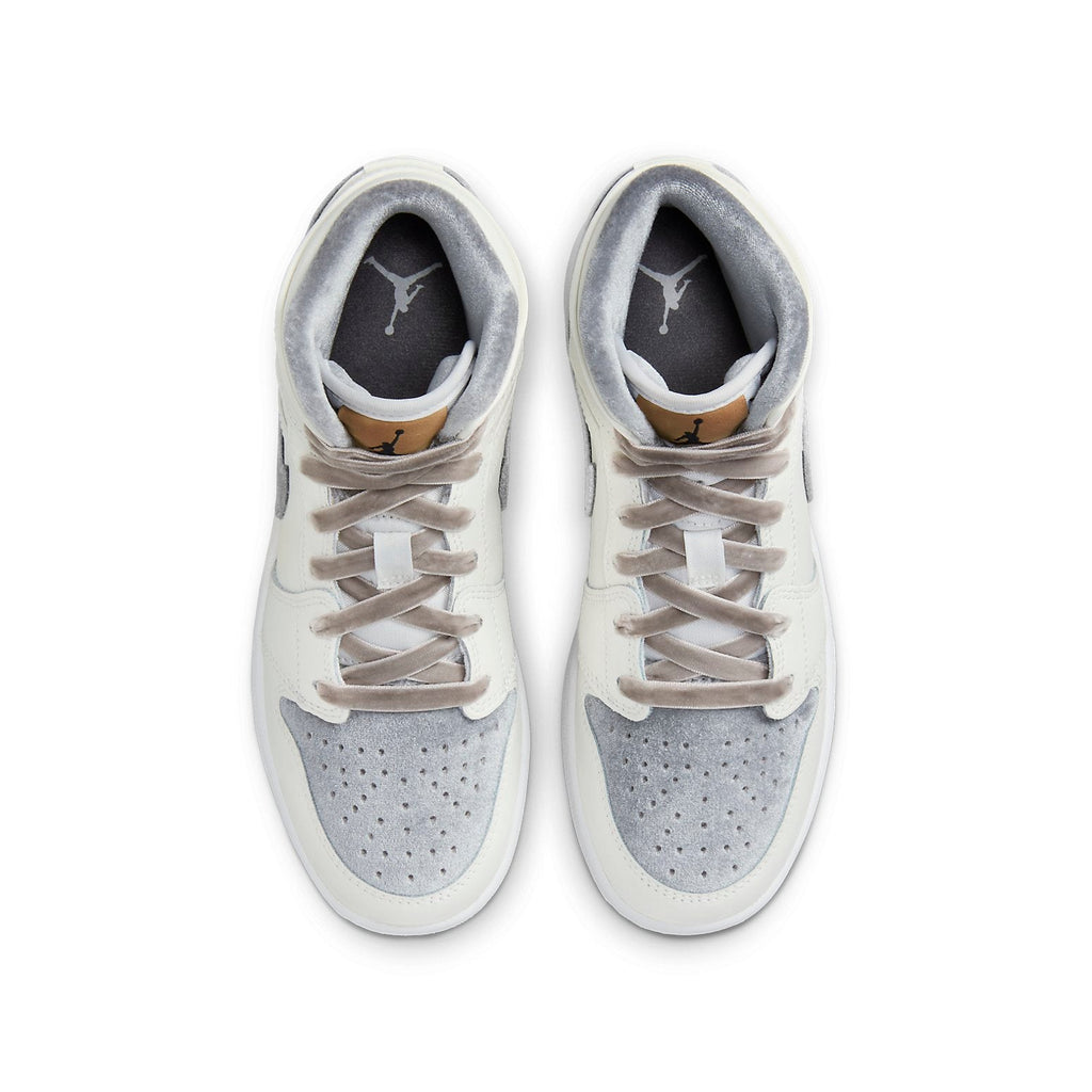 (GS) Air Jordan 1 Mid 'Grey Velvet Toe' FB9899-100
