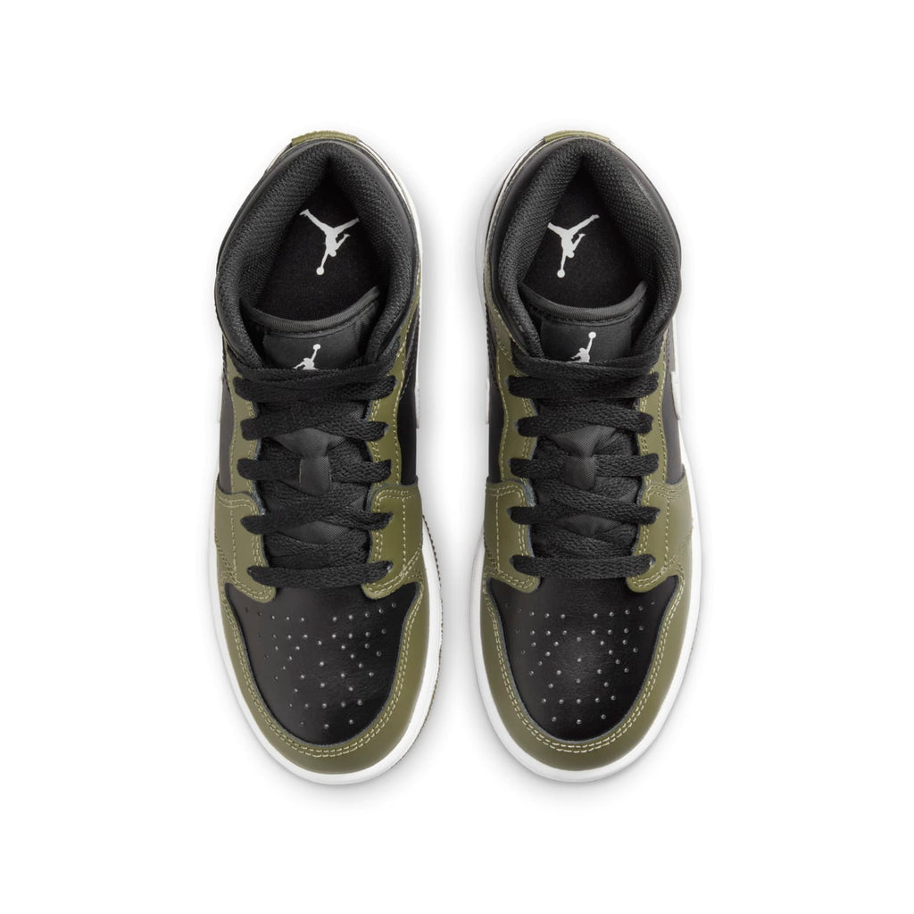 (GS) Air Jordan 1 Mid 'Black White Olive' DQ8423-092