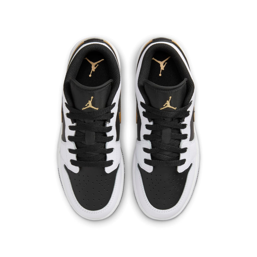 (GS) Air Jordan 1 Low 'White Black Metallic Gold Swoosh'  553560-172