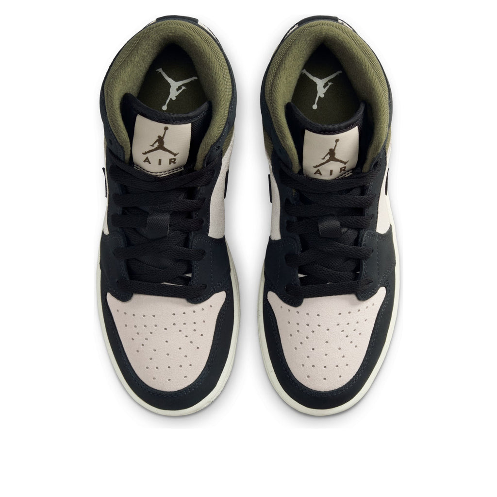 (GS) Air Jordan 1 Mid 'Off Noir Medium Olive' HV4399-102