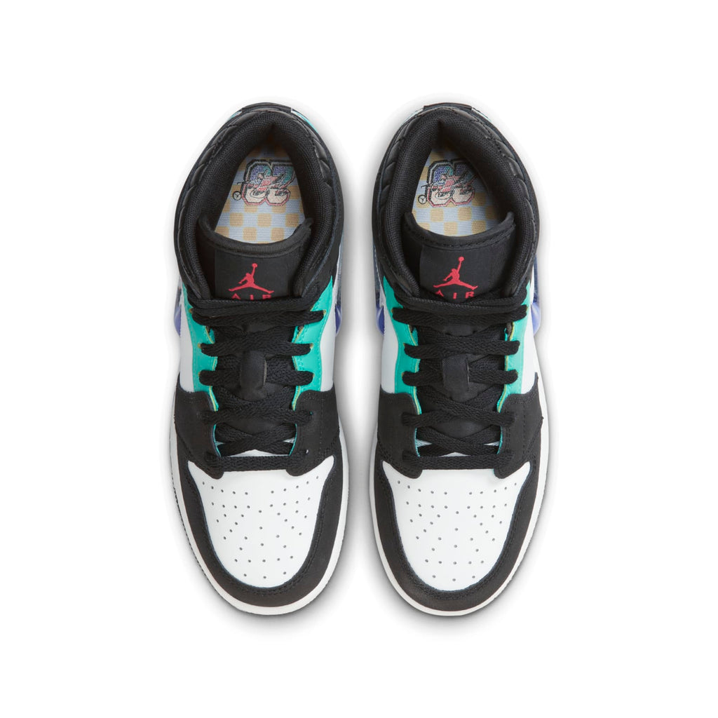 (GS) Air Jordan 1 Mid SE 'Black Hyper Jade Royal'  FQ8095-001