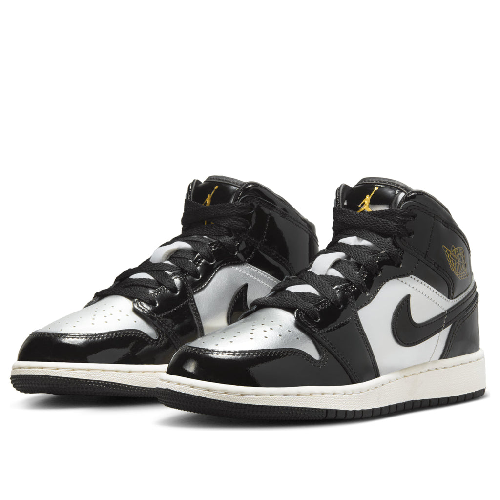 (GS) Air Jordan 1 Mid SE 'Black Metallic Silver Gold' FZ3938-001