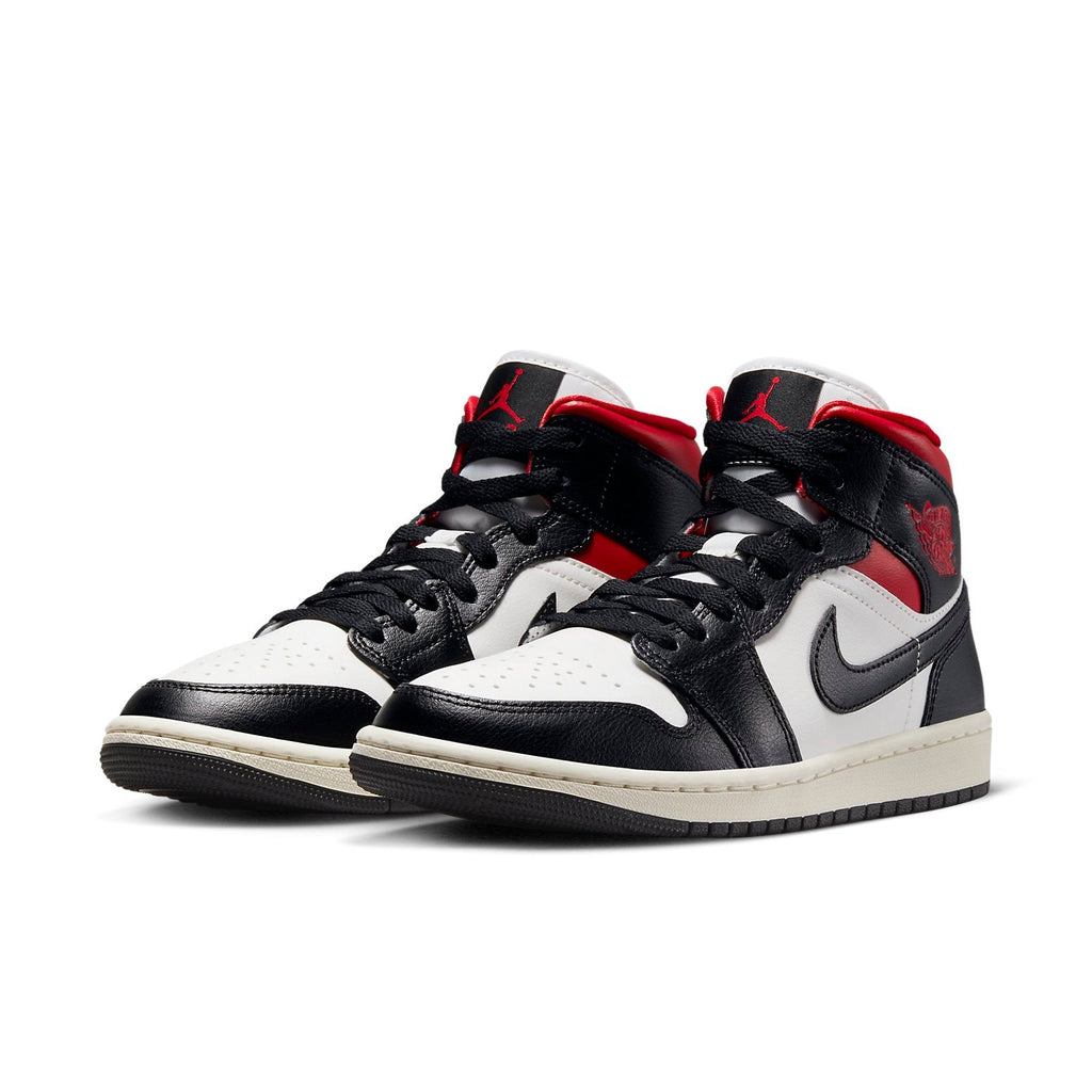 (WMNS) Air Jordan 1 Mid 'Black Sail Gym Red' BQ6472-061