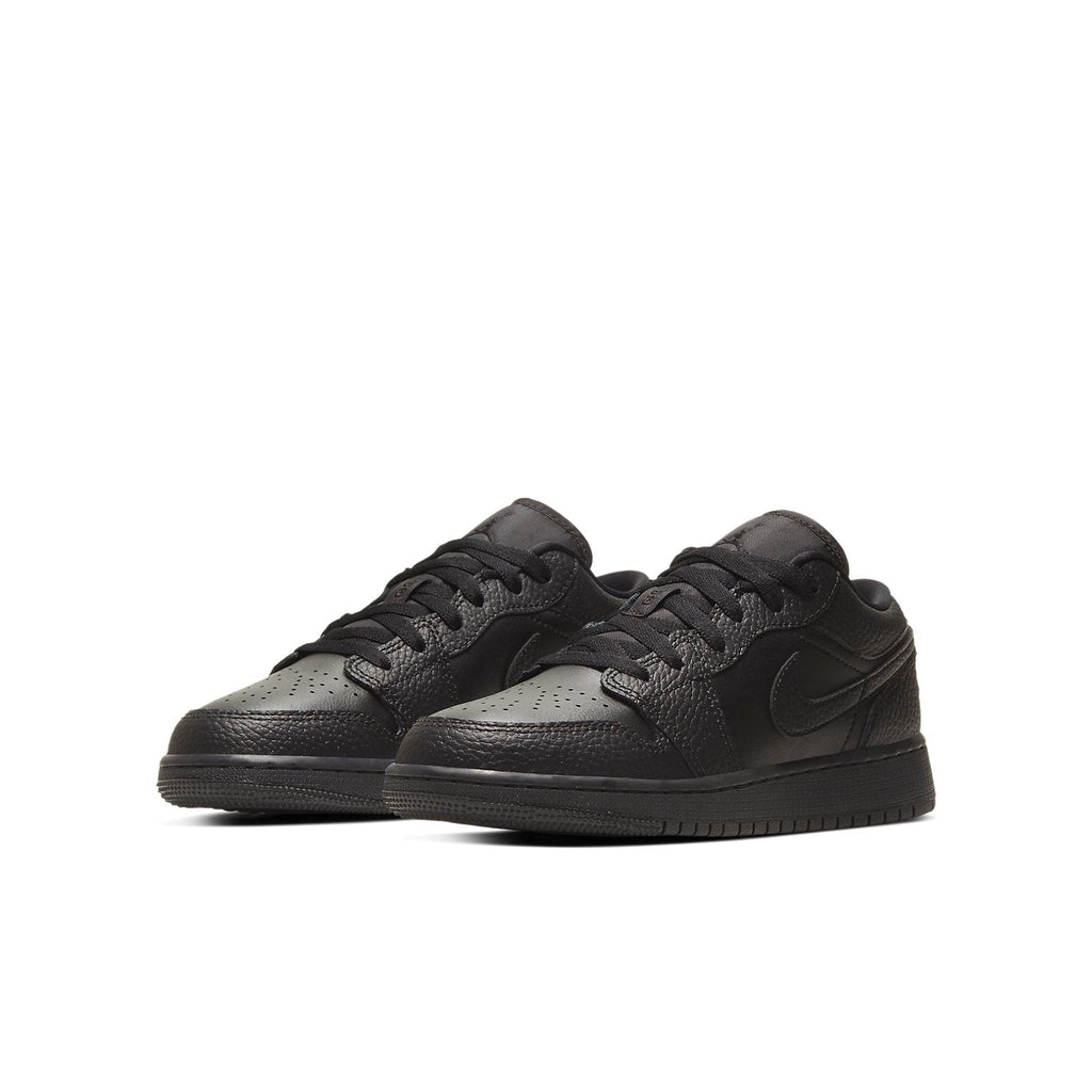 (GS) Air Jordan 1 Low 'Black Tumbled Leather' 553560-091