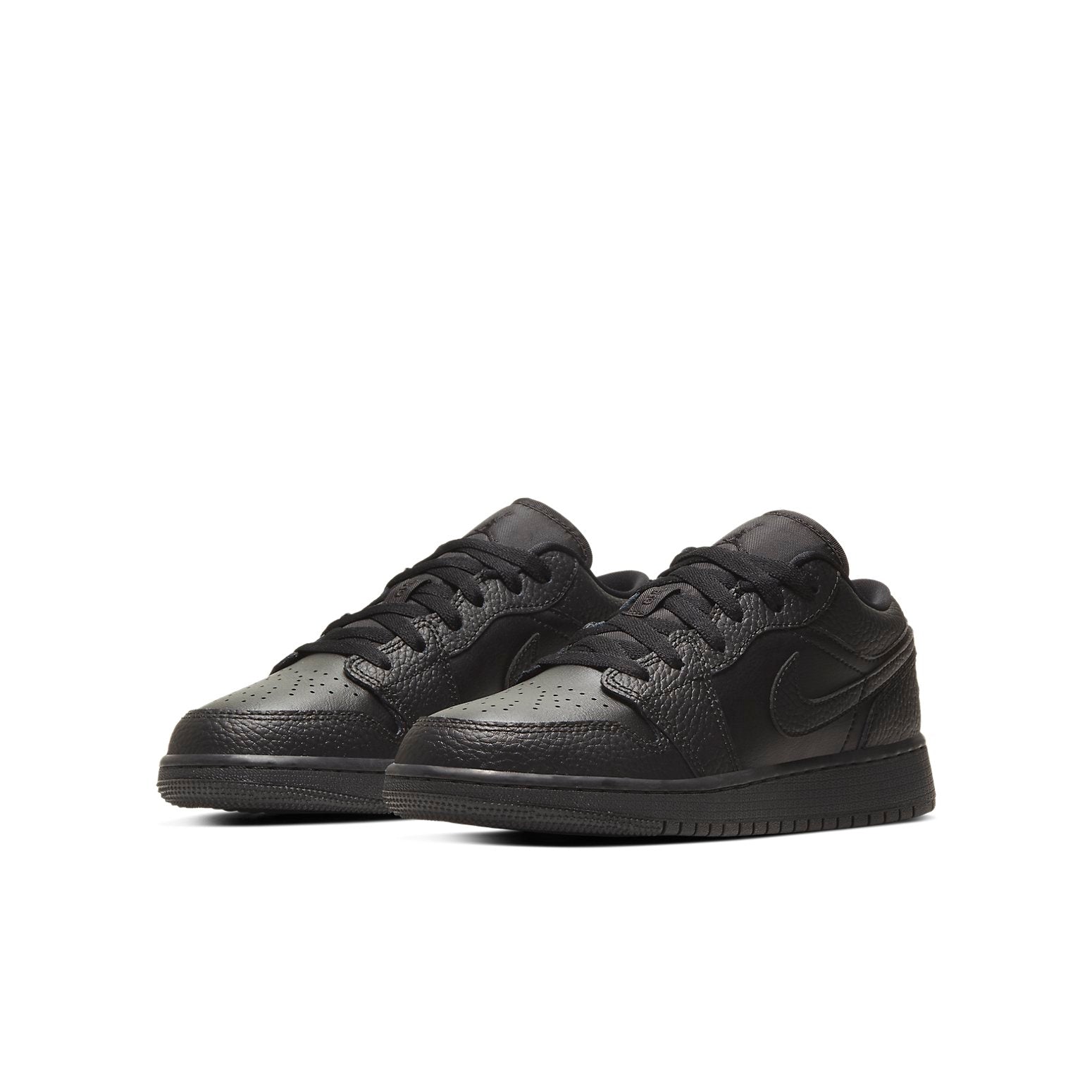 (GS) Air Jordan 1 Low 'Black Tumbled Leather' 553560-091