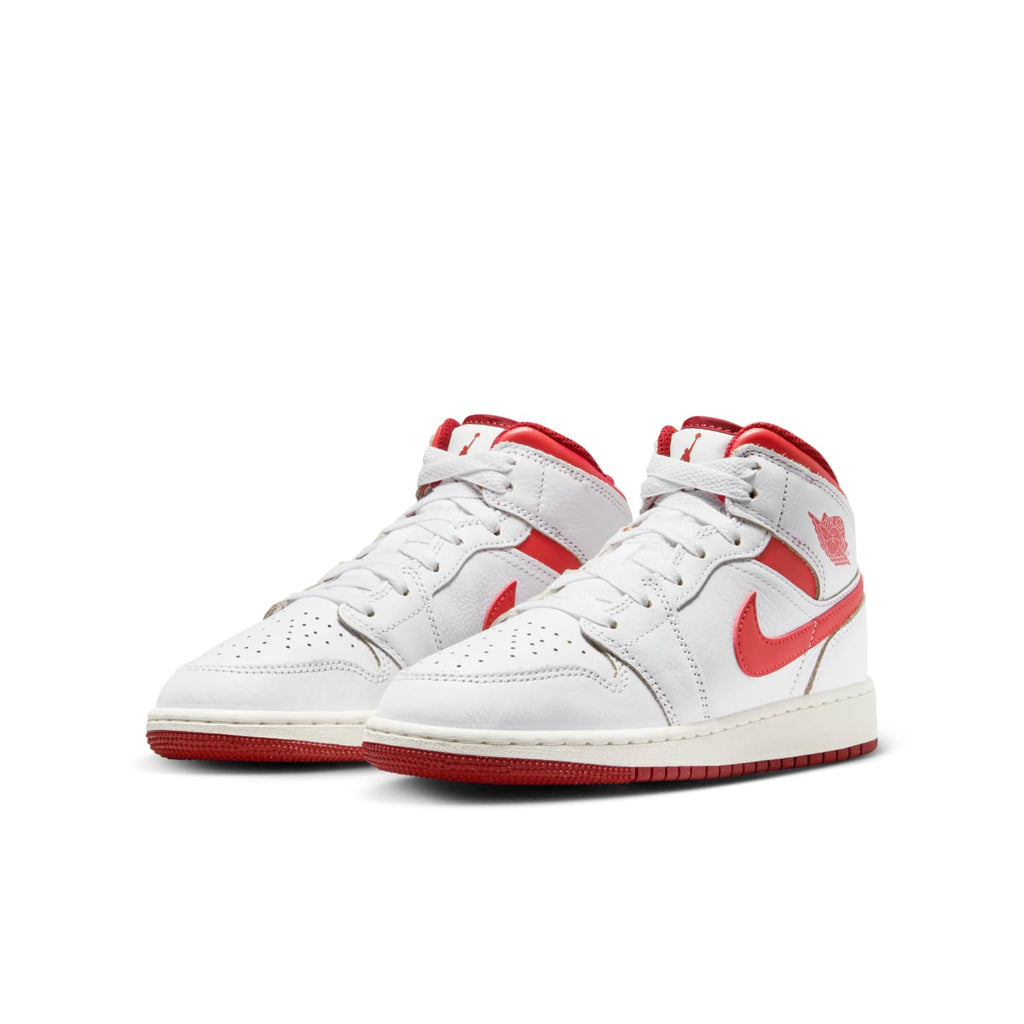 (GS) Air Jordan 1 Mid SE 'White Dune Red' FJ3464-160