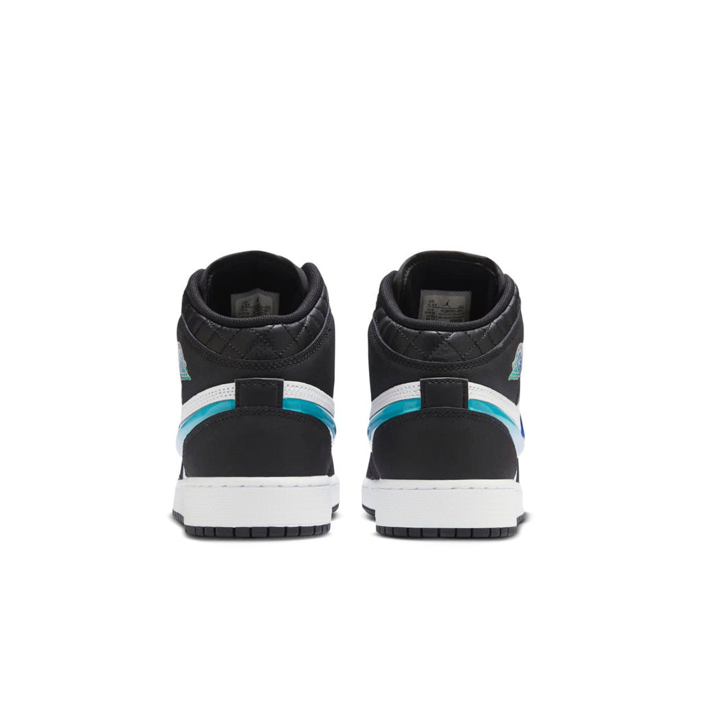 (GS) Air Jordan 1 Mid SE 'Black Hyper Jade Royal'  FQ8095-001