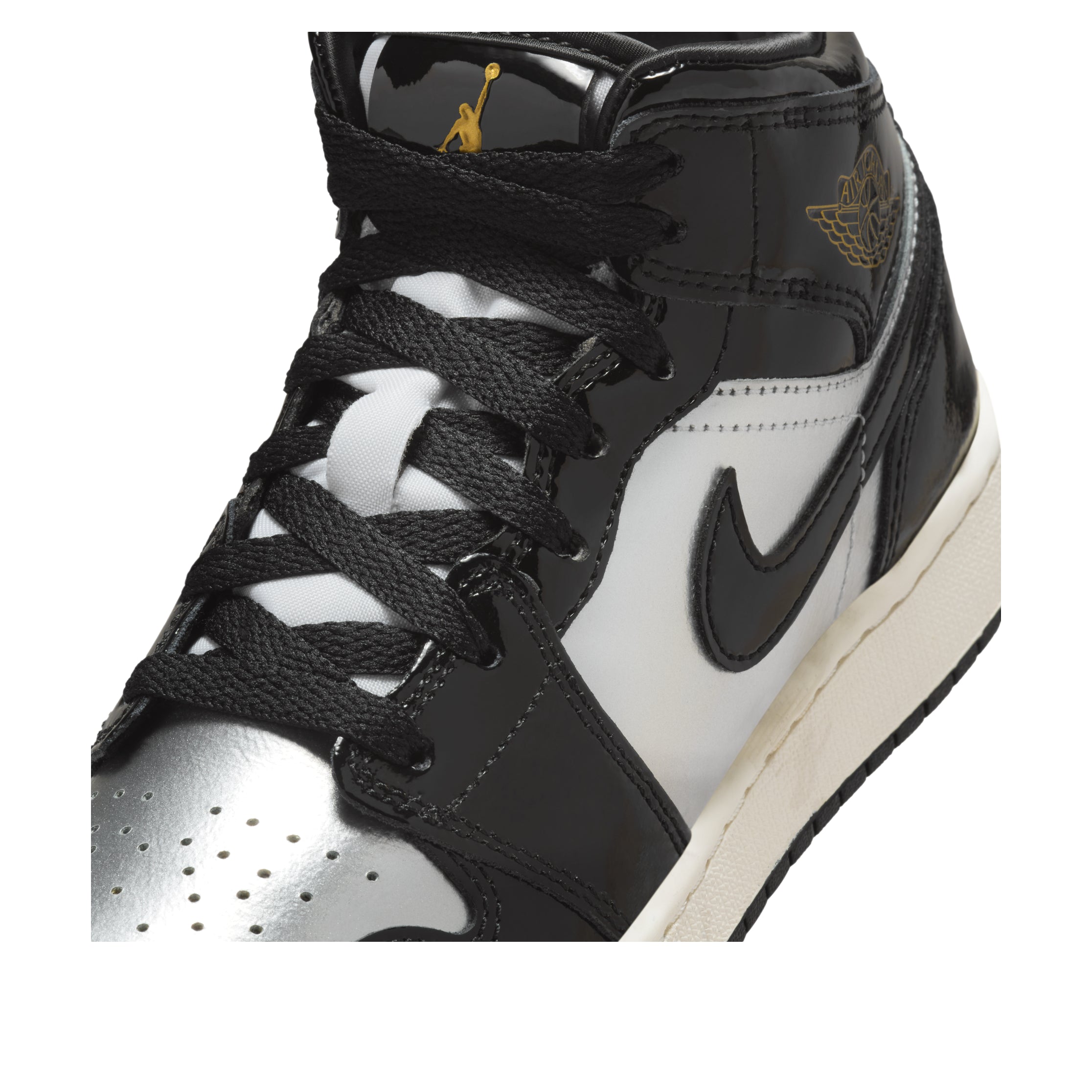 (GS) Air Jordan 1 Mid SE 'Black Metallic Silver Gold' FZ3938-001