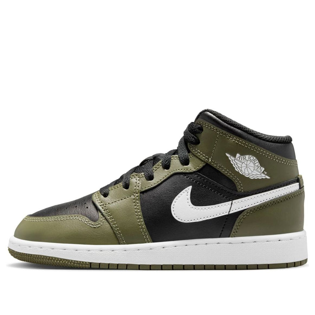 (GS) Air Jordan 1 Mid 'Black White Olive' DQ8423-092