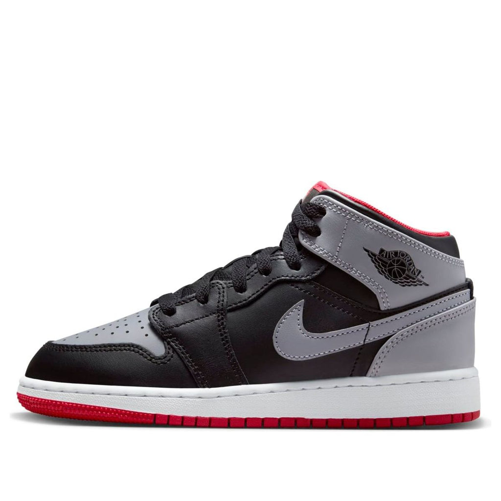 (GS) Air Jordan 1 Mid 'Black Grey Red' DQ8423-006
